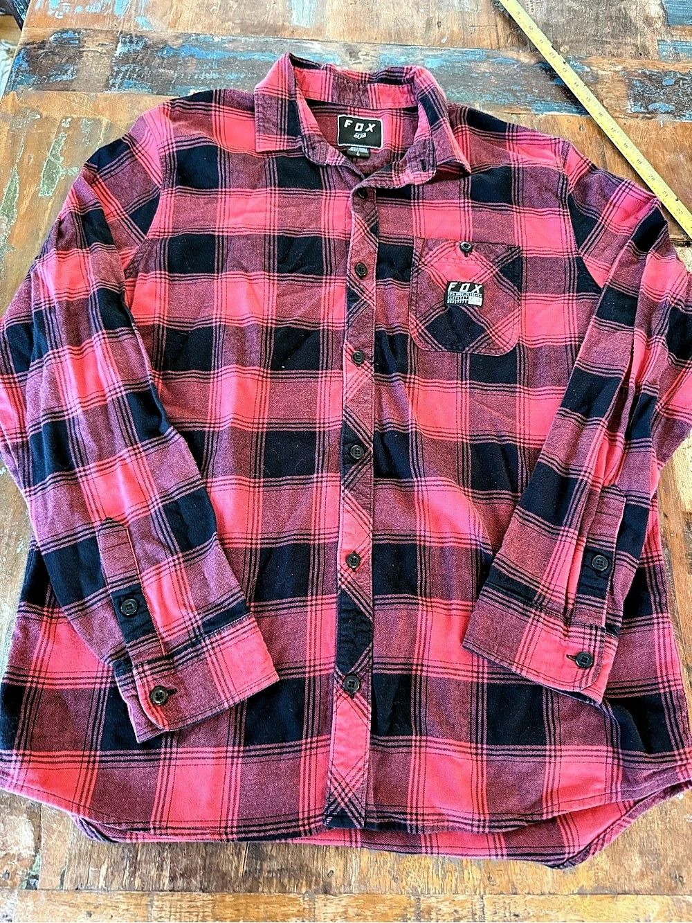 Fox Plaid Flannel Shirt in Red & Black Size Large NWT